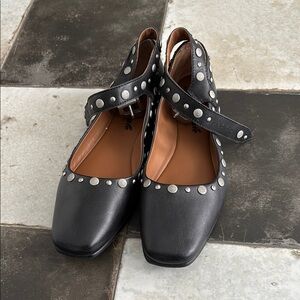 Free people Mystic Studded Black Mary Jane Flats